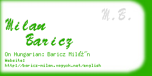 milan baricz business card